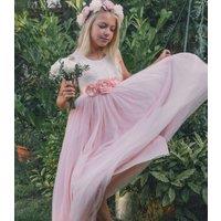 UK Flower Girl Boutique Girl's Bohemian Classic Dress - Pink in Baby Pink | Size: 1-2 Years