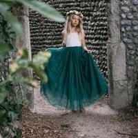 UK Flower Girl Boutique Girl's Bohemian Classic Dress - Hunter Green in Dark Green | Size: 3-4 Years