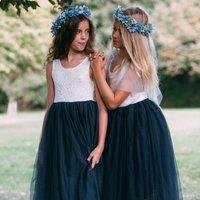 UK Flower Girl Boutique Girl's Bohemian Classic Dress - Navy Blue | Size: 2-3 Years