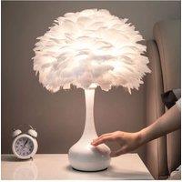 White Feather Table Lamp Bedside Fixtures - Warm Light