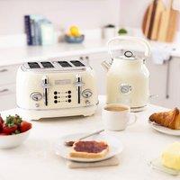 Charles Bentley 4 Slice Stainless Steel Toaster w Tray Cream & Chrome