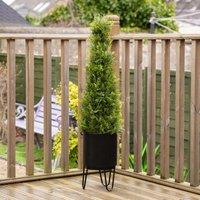 Scottish Everlastings Ltd 107cm Cedar Topiary Cone in Metal Footed Pot UV in Green