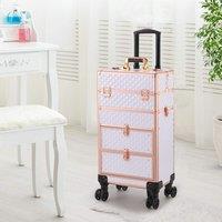H&O Direct Professional Makeup Case Cosmetic Trolley in White