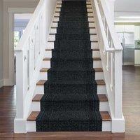 runrug Black Aztec Stair Carpet Runner | Size: 80 cm x 450 cm