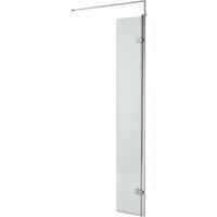 Balterley 8mm Fluted Hinged Return Screen & Support Bar: 300mm, Chrome in Silver