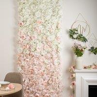 Scottish Everlastings Ltd 80x220cm Pink/White Ombre Flower Wall Backdrop in Pink | Size: 80x220 cm
