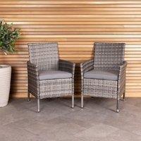 Charles Bentley Garden Outdoor Pair of Rattan Dining Chairs Natural/Grey in Grey