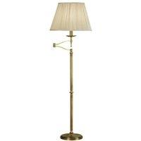 Loops Luxury Moving Swing Arm Feature Floor Lamp Antique Brass & Beige Organza Shade in Metallics
