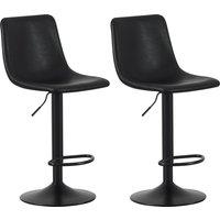MCC Direct Set of 2 Height Adjustable Kitchen Bar Stool Breakfast Chairs with Footrest Black- Stefan in Black