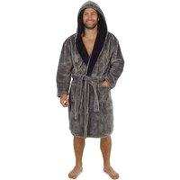 CityComfort Men's Hooded Fluffy Dressing Gown in Grey | Size: XL