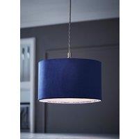 ValueLights Reni Navy Blue Velvet Easy Fit Drum Ceiling Lamp Shade | Size: Small
