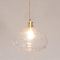ValueLights Corinne Twill Spiral Bulbous Glass Easy Fit Pendant Lamp Shade in Clear