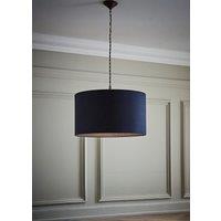 ValueLights Reni Navy Blue Fabric Easy Fit Drum Ceiling Lamp Shade | Size: Small