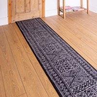 runrug Hallway Carpet Runner Rug - Soft & Comfy, 9mm - Afrikans in Black | Size: 70 cm x 150 cm