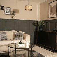 ValueLights Reni Natural Cane with Black Trim Easy Fit Drum Ceiling Lamp Shade | Size: Medium