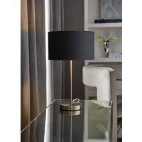 ValueLights Charlie Fabric Drum & Chrome Inner Shade Chrome Stem Table Lamp & Bulb in Charcoal