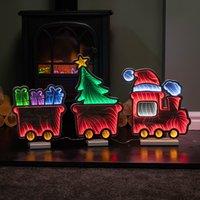Samuel Alexander 70cm Infinity Christmas Train with 2 Carriages on Wood Base & Multi-Coloured LEDs