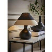 ValueLights Rupert Black Bulbous Table Lamp with Tapered Cone Lamp Shade