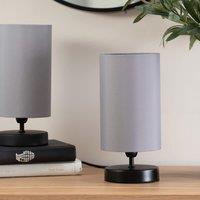 ValueLights Francis Pair of Black Dimmable Touch Table Lamps with Bulbs in Grey