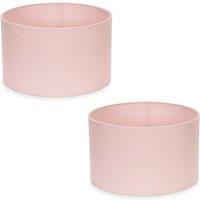 ValueLights Reni Pair of Fabric Easy Fit Drum Ceiling Lamp Shade in Dusty Pink | Size: Small