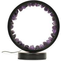 ValueLights Natural Crystal Halo Design Wellness Table Lamp Raw Stone Healing Light - Amethyst in Black