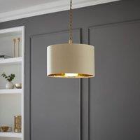 ValueLights Reni Natural with Metallic Gold Inner Easy Fit Ceiling Lamp Shade | Size: Small