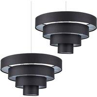 ValueLights Nevada Pair of Black Ceiling Pendant Shade