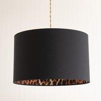 ValueLights Oasis Black Fabric with Leopard Print Inner Drum Ceiling Lamp Shade | Size: Large
