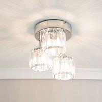 ValueLights Beth Chrome 3 Way Clear Glass Drop Ceiling Light in Silver