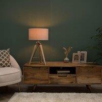 ValueLights Clipper Light Brown Tripod Table Lamp Medium Grey Shade