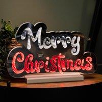 Samuel Alexander 32cm Light up Merry Christmas Infinity Light with Red & White LEDs on Base
