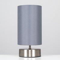 ValueLights Francis Pair of Brushed Chrome Dimmable Touch Table Lamps with Bulbs in Silver
