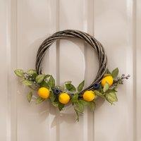 Scottish Everlastings Ltd 40cm Lemon & Berry Wreath on Twisted Base in Yellow
