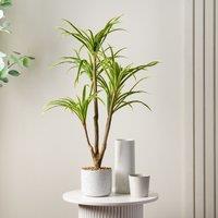 Scottish Everlastings Ltd 90cm Real Touch Yucca in White Speckled Plastic Pot in Green