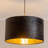 ValueLights Reni Black Velvet with Metallic Gold Inner Easy Fit Ceiling Lamp Shade | Size: Large