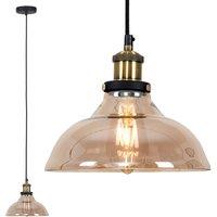 ValueLights Wallace Industrial Shallow Glass Shade Ceiling Pendant Drop Light in Orange