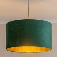 ValueLights Reni Green Velvet with Metallic Gold Inner Easy Fit Ceiling Lamp Shade in Bottle Green | Size: Large