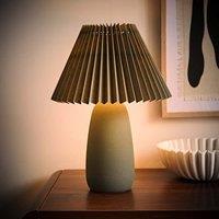 ValueLights Taggie Dark Green Ceramic Table Lamp with Origami Lamp Shade & Bulb