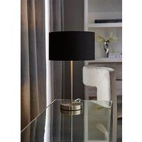 ValueLights Charlie Chrome Stem Table Lamp with Fabric Drum with Chrome Inner Lamp Shade in Black