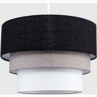 ValueLights Aztec Three Tier Easy Fit Fabric Ceiling Pendant Lamp Shade with Bulb in Black