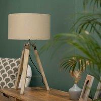 ValueLights Clipper Light Brown Tripod Table Lamp Medium Cream Shade