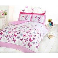 Rapport Home Butterfly Flutter Polycotton Duvet Cover With Pillowcase in Pink | Size: Double