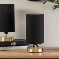 ValueLights Francis Pair of Brushed Gold Dimmable Touch Table Lamps with LED Bulbs in Black