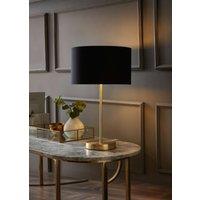 ValueLights Charlie Gold Stem Table Lamp with Fabric Drum with Gold Inner Lamp Shade in Black