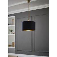 ValueLights Reni Black with Metallic Gold Inner Easy Fit Drum Ceiling Lamp Shade | Size: Small