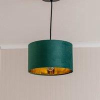 ValueLights Reni Green Velvet with Gold Inner Easy Fit Ceiling Lamp Shade & Bulb in Bottle Green | Size: Large