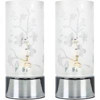 ValueLights Florette Pair of Silver Table Lamp