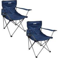 VFM e-Store Folding Camping Chair with Carry Bag & Cup Holder 51cm x 81cm 2 Pack in Light Grey | Size: 51 cm x 81 cm