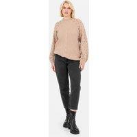 Lovedrobe Women's Pearl Cable Knit Longline Jumper in Brown | Size: 24-26