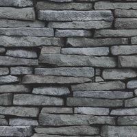 Fine Dcor Stone Effect Wallpaper in Grey